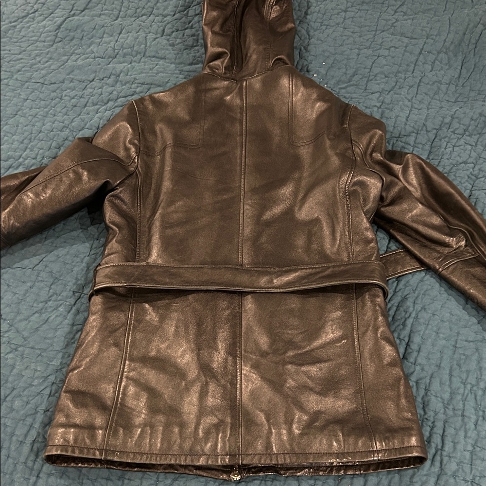 Wilsons Fur Lined Hooded Leather Jacket - Picture 9 of 10